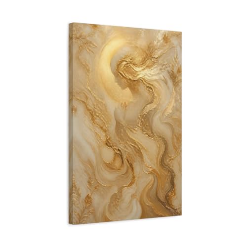 Art sur toile femme éthérée or et blanc, châssis 3 cm finition galerie