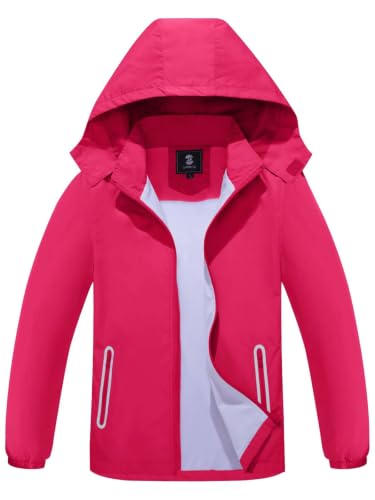 Image of SaphiRose Kids Waterproof Rain Jacket Mesh Lined with Removable Hood | Lightweight rain coat, windproof, breathable, school, camping, travel, outdoor play, boys and girls