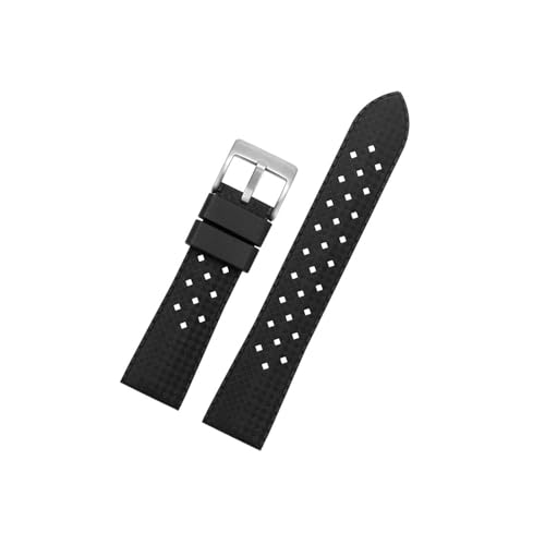 Bracelet en Caoutchouc de 20 mm Souple Noir pour Montre Connectée et Sport