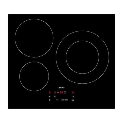 Svan Placa de Inducción Cristal negro SI3601SB. Potencia máx. 7400 W, Zonas de Cocción, 9 Niveles de Cocción, Control Slider táctil, Función Turbo, Bloqueo y Autodesconexión de Seguridad