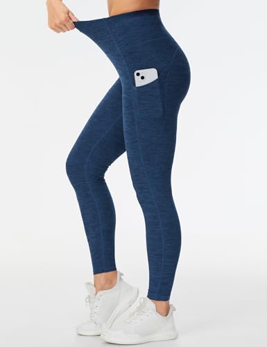 Image of THE GYM PEOPLE Thick High Waist Yoga Pants with Pockets, Tummy Control Workout Running Yoga Leggings for Women