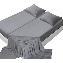 SPRINGSPIRIT Split King Sheets Sets for Adjustable Bed, 5 Piece Bed Sheets Set Deep Pockets, Extra Soft and Breathable Bedding Sheets, Grey