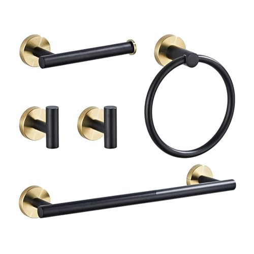 mophrati Kit de Accesorios de baño Toallero Acero Inoxidable Adecuado para baño Juego Accesorios Hardware Toallero Mano Portarrollos Papel higiénico Pared Resistencia Juego, 5 Piezas