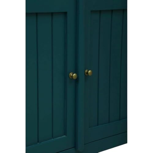 Image of Solid Wood Madrid 3 Drawer Sideboard Cabinet for Living Room | Premium Acrylic Emerald Green and Tubaq Finish | 130x35x80 cm