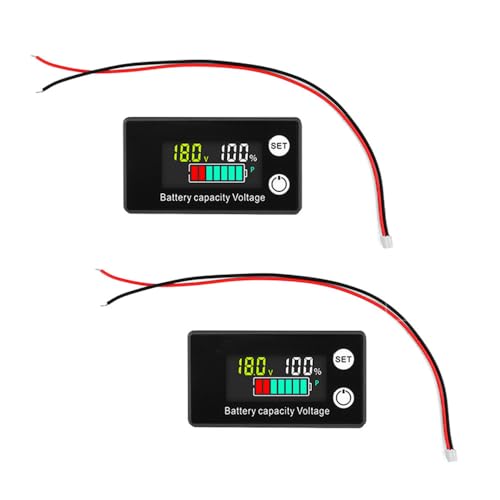Moniteur Capacité de batterie 12V 24V 36V 48V 60V 72V 84V Multifonctions DC8-100V LCD Compteur de Batterie voltmètre avec alarme de capteur de température...