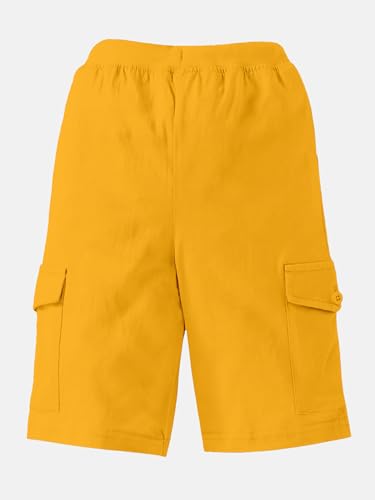 Image of KiddoPanti Boys Knit Solid Cargo Shorts | 100% Cotton | Comfortable Rib Waistband | 2 Front Pockets & 2 Cargo Pockets | Sport Bermuda Half Pant for Boys