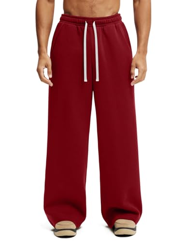 Image of HeSaYep Men's Baggy Sweatpants Cotton Fleece Wide Leg Sweat Pants