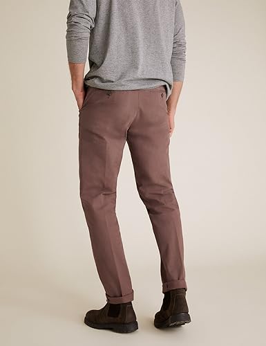 Image of Marks & Spencer Mens Solid Mid Rise Regular Fit Chinos