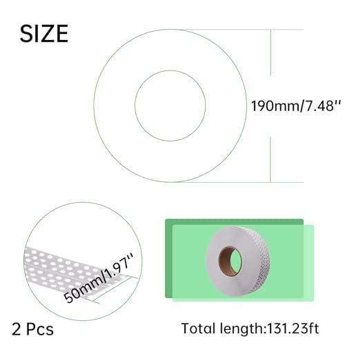 Image of 2Pcs 1.96 Inch Wide Self-Stick Drywall Tape, 132 Inch PVC Joint Compound Tape for Crack Repair - No Primer Needed, Instant Adhesion on Wood /Metal /Concrete (Professional Grade)