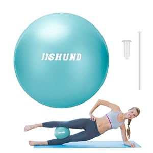 jjshund 25cm Pilates Ball, 9,8 Inch Small Exercise Mini Yoga Ball Gym Ball for Home Gym Pilates, Yoga, Balance, Stability, Core Training, Stretching with Inflation Straw (Teal)
