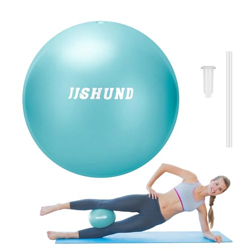 jjshund 25cm Pilates Ball, 9,8 Inch Small Exercise Mini Yoga Ball Gym Ball for Home Gym Pilates, Yoga, Balance, Stability, Core Training, Stretching with Inflation Straw (Teal)