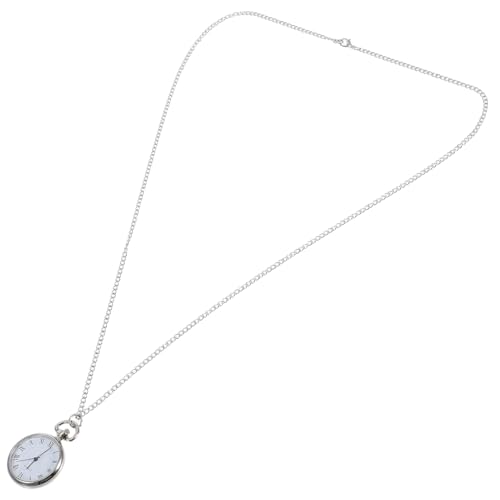 TOVINANNA Reloj De Bolsillo Colgante Clásico Cadena De Aleación Plateado Práctico Hombre Accesorio De Vestir Vintage Resistente Vidrio Romanos