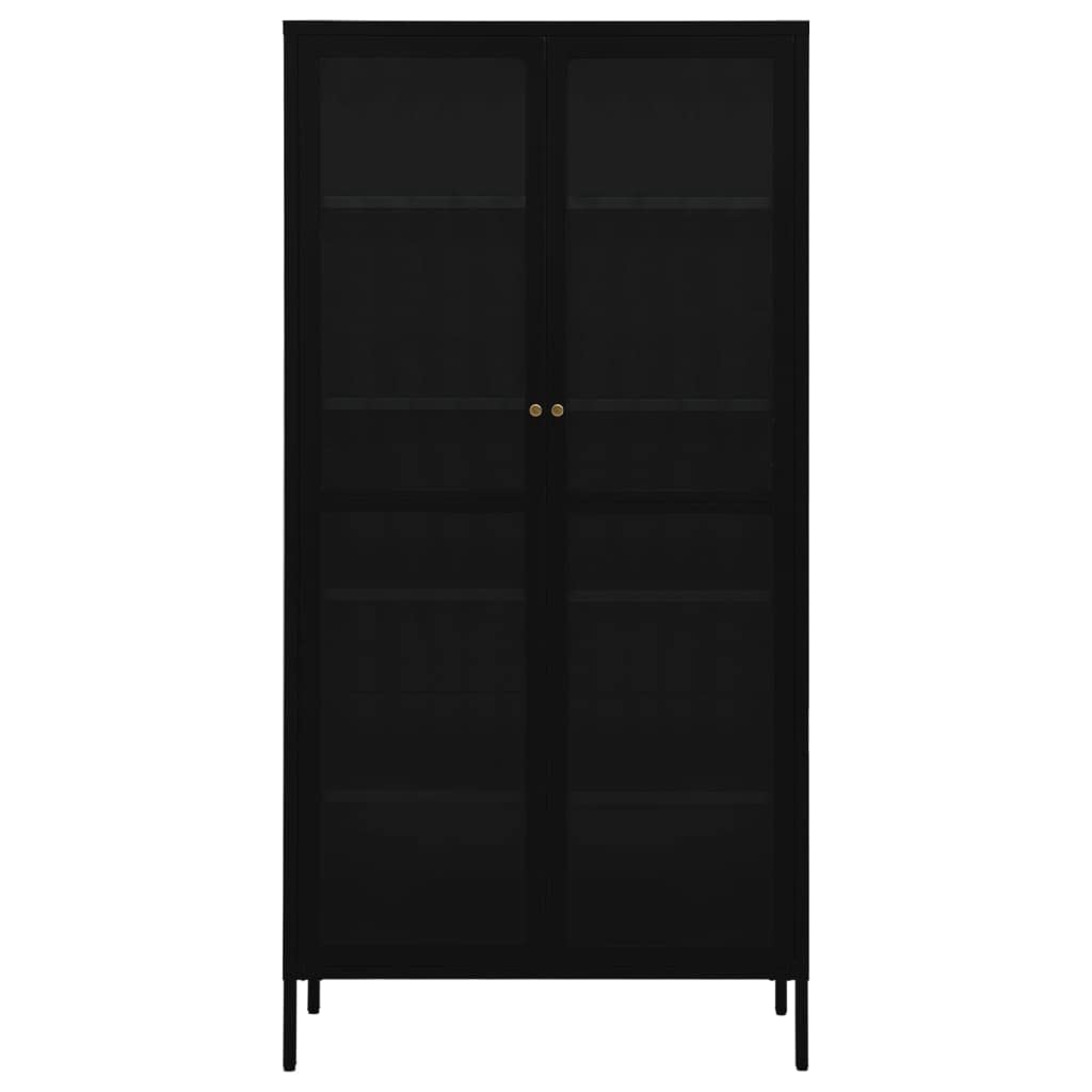 Vitrina negra 90 x 40 x 180 cm de acero y vidrio templado con 4 estantes ajustables para decoración del hogar y almacenamiento