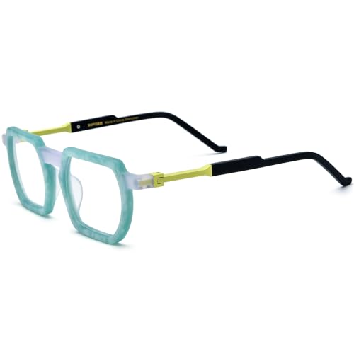 Image of HEPIDEM Matte Multicolor Acetate Glasses Frame Men Vintage Square Eyeglasses Optical Spectacles 9289