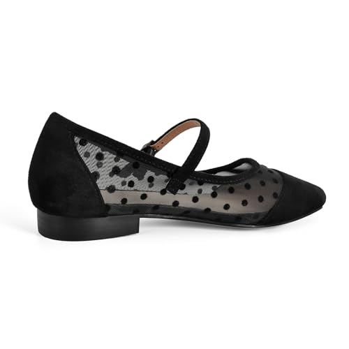 Polka Dot Pointed Toe Flat Shoe Hollow Out Mesh Mary Jane Ballet Mary Jane Flats for Women Dress Casual Breathable Flat2