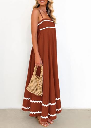 Image of PRETTYGARDEN Women's 2026 Summer Flowy Maxi Dress Casual Sleeveless Spaghetti Strap Ruffle Beach Long Dresses