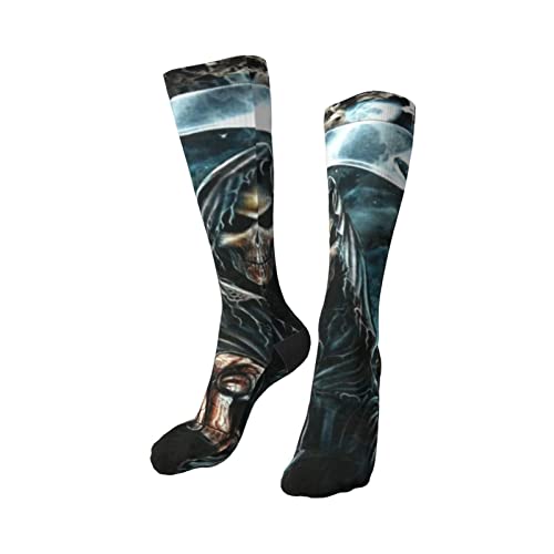 zsst Calcetines para mujeres hombres Parca psicodélico muerte terror oscuro calcetines de rodilla alta casual calcetines de compresión