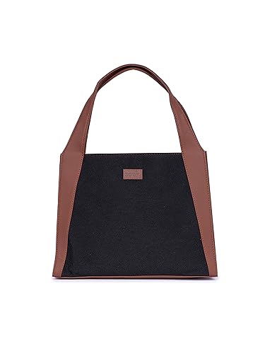 Image of ZOUK Printed Jute Handcrafted Vegan Leather Grey Women's Stylish Tote Bags | Trapezia Tote| Shoulder bag with double handle