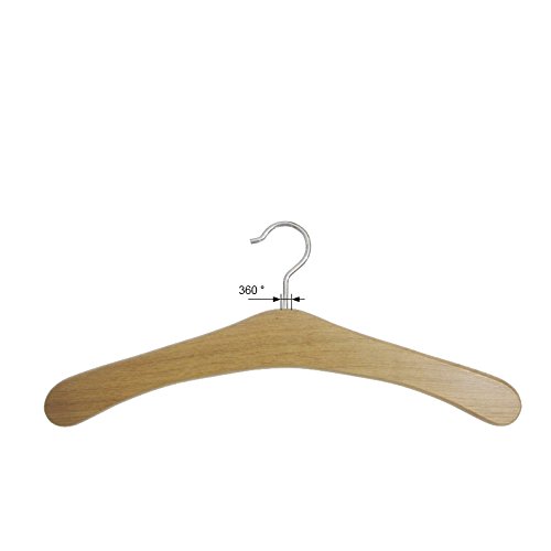 Hagspiel Kleiderbügel aus Holz, 5 STK. Garderobenbügel aus Eichenholz mit vernickelter Haken