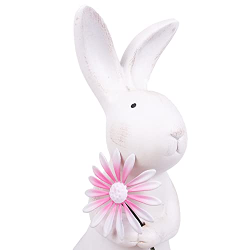 Spring-Easter-Decorations-132-Distressed-Resin-Easter-Bunny-with-Pink-Flower-Easter-Gifts-Farmhouse-Decorative-Rabbit-for-Tabletop-Mantel-Spring-Garden-Yard-Decor Spring Easter Decorations 132 Distressed Resin Easter Bunny with Pink Flower Easter Gifts Farmhouse Decorative Rabbit for Tabletop Mantel Spring Garden Yard Decor