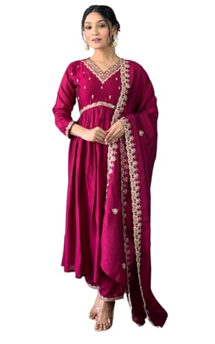 Anarkali Kurta ensemble costume ethnique brodé robe festive KESUDI 3 pièces