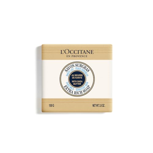 L'OCCITANE - Jabón corporal y facial extrasuave Leche de karité - 100 g - Pieles sensibles - Fabricado en Francia