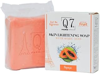 Q7Paris Skin Lightening Soap With Kojic Acid and Papaya ? 200g: Lightening Soap, Anti Acne, Anti Aging - Face Moisturizer, lighten blemishes, dark spots- Prevent Pimples & remove blackheads