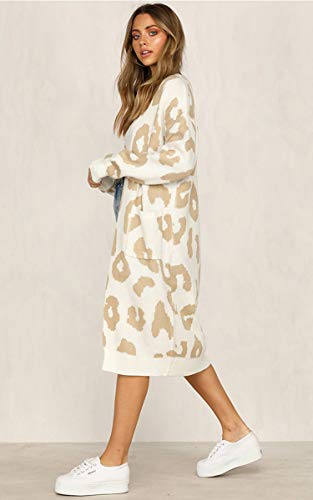 image for Angashion Women's Cardigan Long Sleeves Leopard Print Knitting Sweater