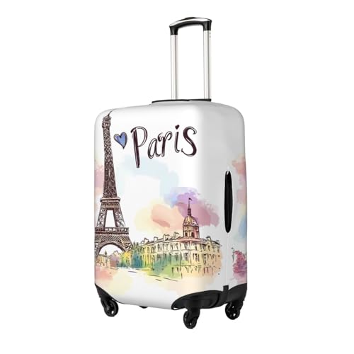Watercolor Eiffel Tower Travel Luggage Cover Elastic Suitcase Covers Washable Anti Scratch Luggage Dust Covers Protector, Fits 29-32 inch Luggage, XL2