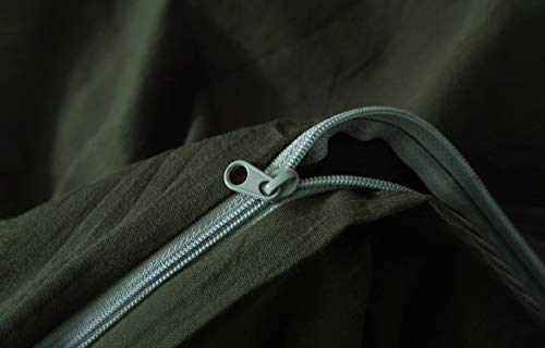 Image of F.Y.Dreams 100% Washed Cotton Duvet Cover for Weighted Blanket 60x80 inches with 16 Ties, Zipper on Long Side /Forrest Green /Just Duvet Cover