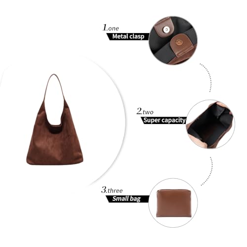 Image of Hobo Bag for Women Tote Bag Brown Suede