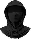 3 in 1 Breathable Balaclava Ski Face Mask for Men Women Sun UV Protection Hood Full Head Mask Face Cover for Skiing Fishing Black