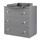 Commode à langer avec table à langer amovible pour suivre l'évolution de l'enfant.