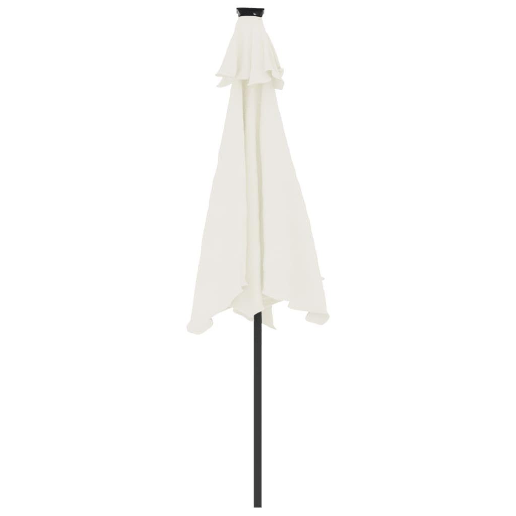 Homgoday Parasol przeciwsłoneczny ze stalowym masztem, parasol ogrodowy, na plażę, z korbą, ochrona przed promieniowaniem UV, uchylny, na taras, balkon, biały, 225 x 225 x 212 cm