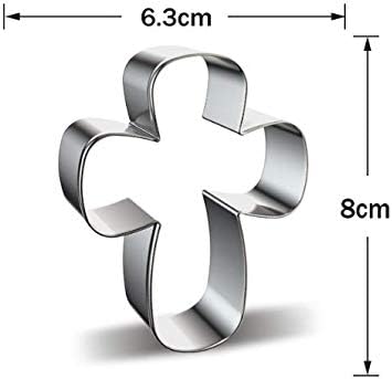 Miniatura 4 de 3 piezas de diferentes formas de acero inoxidable cruz cortador de galletas, moldes de galletas de Pascua (plateado)