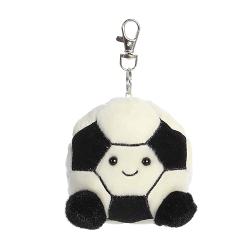 Aurora Adorable Palm Pals Striker Soccerball Clip-On - Fun Collectible Plush for Kids and Adult Collectors - Perfect for Decorating Rooms and Birthday Gifts - White 4 Inches