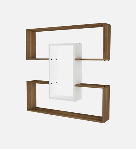 Image of MIZZ Multipurpose Modular Wall Racks /Shelves /Organiser /Decor Particle Board Wall Shelf (Number of Shelves - 6, Beige, White)