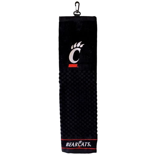 Image of Team Golf NCAA Cincinnati Bearcats Embroidered Golf Towel Embroidered Golf Towel, Checkered Scrubber Design, Embroidered Logo