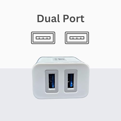 Image of GEARZTOUCH 16W Quick Charge Travel Charger 3.1A Dual Port Fast Mobile Charger with USB to Type C Cable Compatible with All Smartphones- Samsung, Realme, Redmi, Oppo,Vivo (White)