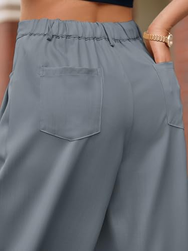 Cicy Bell Womens Wide Leg Dress Pants Elastic High Waist Pleated Work Pants Business Casual Trousers Grey4