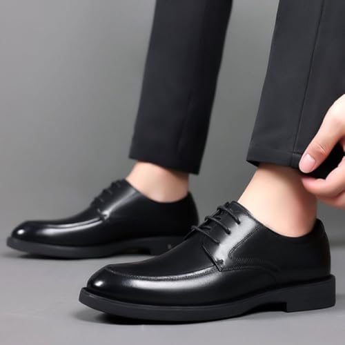 Dress Oxford Shoes for Men's French Leather Wingtip Lace Up Slip Resistant Low Top Rubber Sole Non Slip Wedding Office3