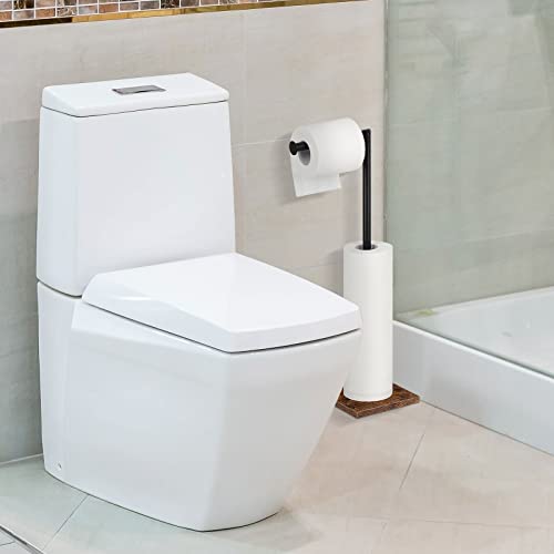 Toilet Paper Holder Stand Wood Free Standing Toilet Paper Holder Bathroom Tissue Paper Roll Holder Floor With Reserve Farmhouse Toilet Paper Standing With Dispenser And Storage Rustic Brown And Black #TOP6