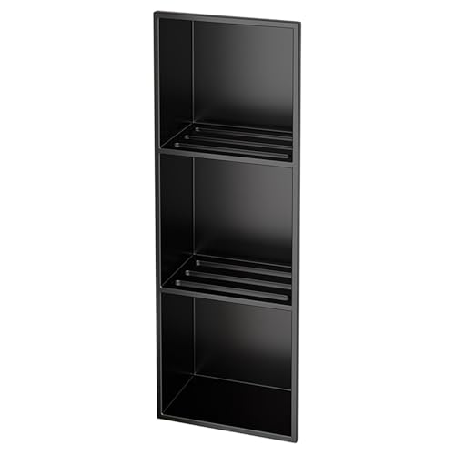 Douche en acier inoxydable anti rouille étagères intégrées noires - 2