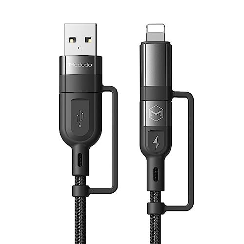 Mcdodo 4 in 1 Multi Charger Cable Nylon Braided Universal Multiple USB Charging Cord Adapter iOS/Type-C Compatible with Cell Phones Tablets and More (Black) (B08GG9MM9B) Amazon Price History, Amazon Price Tracker