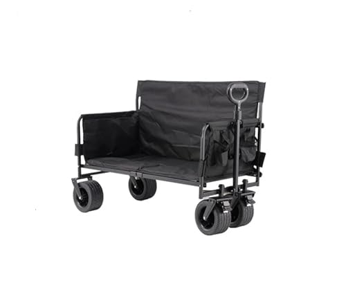 Sofá Plegable Multifuncional for Acampar, Asiento for Exteriores, Carrito for Picnic, Herramientas, con Ruedas Grandes, Capacidad de Carga 200 kg(Black)