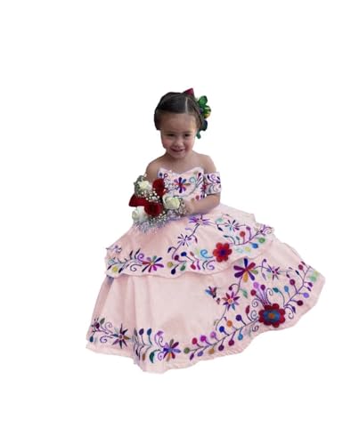 Mexican Flowers Embroidered Flower Girl Dresses for Wedding Off Shoulder Ball Gowns Girls Puffy 2025