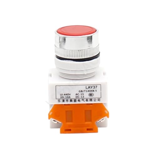 Interrupteur à bouton LAY37 Y090 22mm 1NO 1NC commande rouge réinitialisation automatique