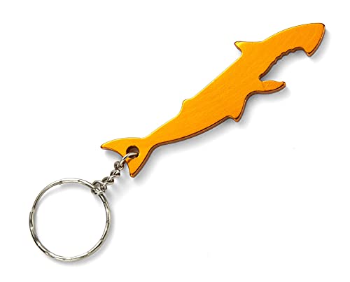 Image of Komonee Shark Gold Bottle Opener Key Chain Metal Sea Life Key Ring Novelty Animal Keychain Keyring