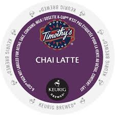 Timothys box 96 indulgent beverage kcups (Chai latte)
