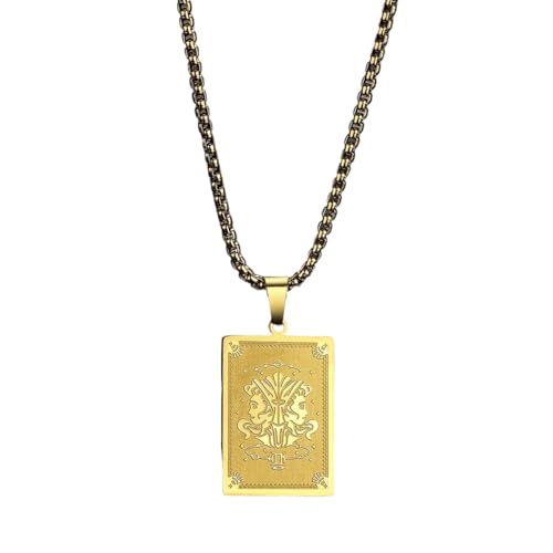 Collier en acier inoxydable pour femmes avec pendentif vintage gémeaux